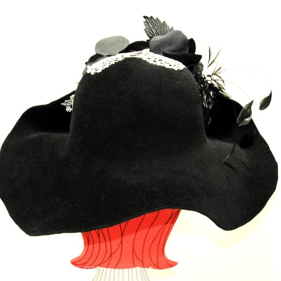 Women\'s Picture Frame Wide Brim Hat 100%Wool OOAK main image 4
